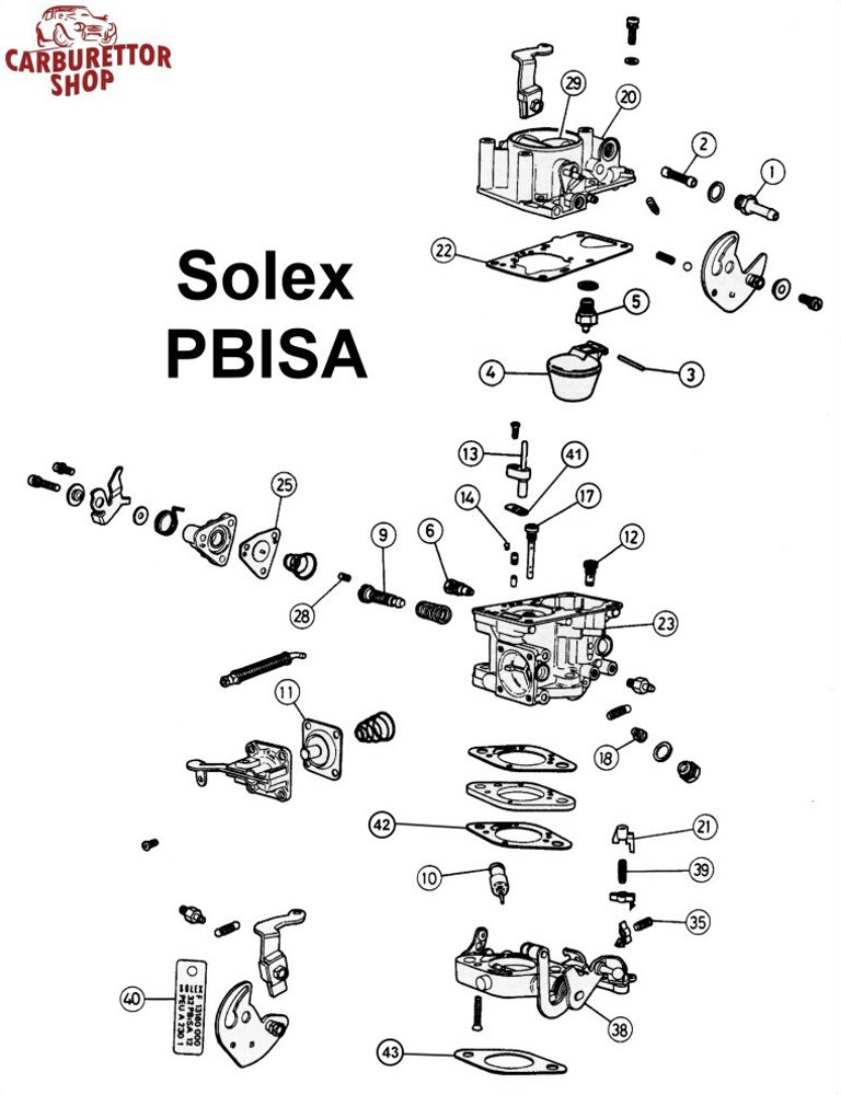 Kit réparation carburateur SOLEX 34 PBISA 16